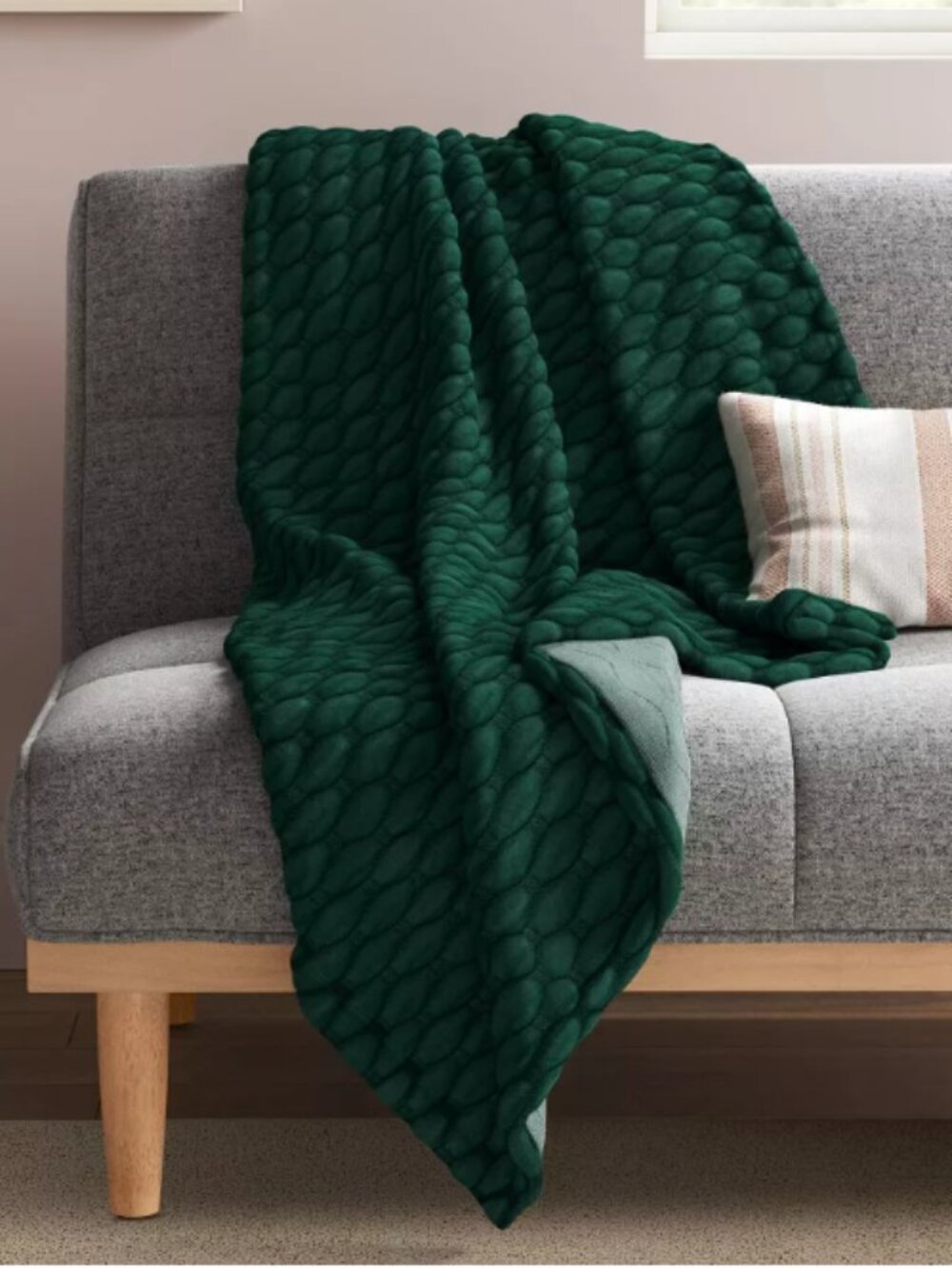 Room‎ Essentials Triple Knit Throw Blanket | Heather Green | NWT